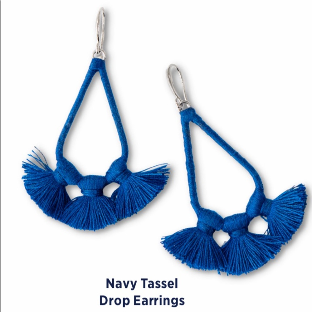 🆕 Navy Blue Tassel Fringe Earrings